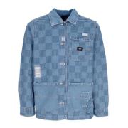 Check Denim Printed Jacket Vans , Blue , Dames