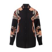 Zwart Bloemen Zijden Overhemd Etro , Black , Dames