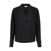 Zwarte Georgette Blouse met V-hals Elisabetta Franchi , Black , Dames