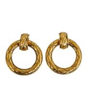 Pre-owned Metal earrings Chanel Vintage , Yellow , Dames