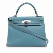 Pre-owned Leather handbags Hermès Vintage , Blue , Dames