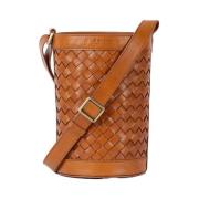 Gevlochten leren emmer tas Zola O My Bag , Brown , Dames