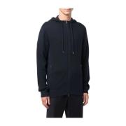 Zip-Up Hoodie - Zwart Katoen Wol Hugo Boss , Black , Heren