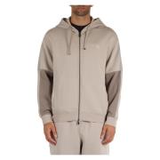 Katoenen Zip Hoodie met Voorlogo Patch Armani Exchange , Beige , Heren