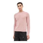 Wolmix Crewneck Sweater Dries Van Noten , Pink , Heren