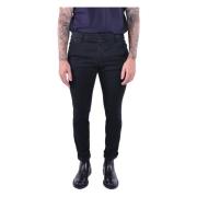 Slim Chino Broek met Lage Taille Dondup , Black , Heren