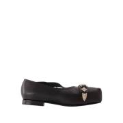 Zwarte Leren Ballerina Slip-On Schoenen Toga Pulla , Black , Dames