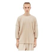 Geplooide Crewneck Top Issey Miyake , Beige , Heren