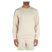 Katoen Logo Sweater Emporio Armani EA7 , Beige , Heren