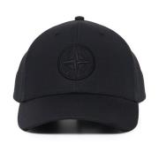 Zwarte Baseballpet Ronde Klep Stone Island , Black , Heren