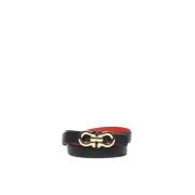 Omkeerbare Leren Riem Zwart Rood Goud Salvatore Ferragamo , Black , Da...