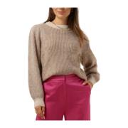 Beige Knit O-Neck Sweater Selected Femme , Beige , Dames