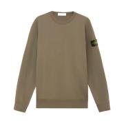 Geribbelde geborstelde katoenen fleece ronde hals Stone Island , Brown...