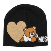 Abstract Multicolor Teddybeer Beanie Moschino , Black , Dames