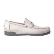 Wit Grijs Leren Slip-On Loafers Dolce & Gabbana , White , Heren