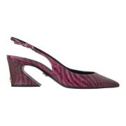 Maroon Zebra Lederen Slingback Hakken Dolce & Gabbana , Multicolor , D...