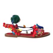 Multicolor Pom Pom Bont Wrap Sandalen Dolce & Gabbana , Multicolor , D...