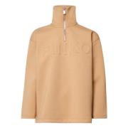 Beige Geborduurde Sweatshirt Oversized Rits Kraag Pinko , Beige , Dame...