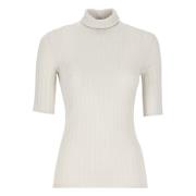 Ivory Cashmere High Neck Sweater Brunello Cucinelli , Beige , Dames