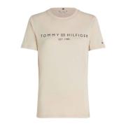 Dames Logo T-shirt Tommy Hilfiger , Beige , Dames