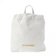 Pre-owned Leather backpacks Chanel Vintage , White , Dames