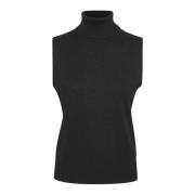 Zwarte Gebreide Rolnek Vest Saint Tropez , Black , Dames