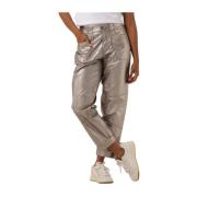 Witte Foil Coated Tapered Broek Summum Woman , Gray , Dames