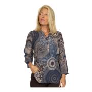 Blauwe V-hals Blouse Amoa.Au24 Stijl 2-Biz , Blue , Dames