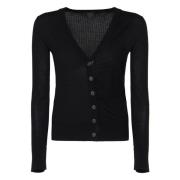 Zwarte V-hals Cardigan Sweater Pinko , Black , Dames