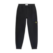 Geborsteld katoen fleece joggingbroek Stone Island , Black , Heren