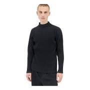 Geplooide hoge hals lange mouw top Issey Miyake , Black , Heren