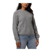 Grijze Gebreide Pullover Trui Object , Gray , Dames