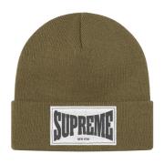 Limited Edition Geweven Label Beanie Supreme , Green , Unisex