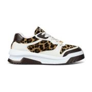 Leopard Print Panelled Sneakers Versace , Multicolor , Heren