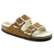 Luxueuze Shearling Suède Slippers Birkenstock , Brown , Dames