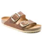 Leren Buckle Sliders voor vrouwen Birkenstock , Brown , Dames