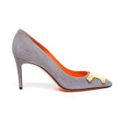 Hoge Leren Pumps Santoni , Gray , Dames