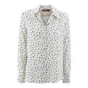 Zijden Crepe de Chine Bedrukte Blouse Max Mara Studio , White , Dames