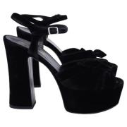 Pre-owned Velvet sandals Yves Saint Laurent Vintage , Black , Dames