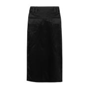 Zijden Midi Rok Saint Laurent , Black , Dames