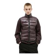 Gewatteerd Down Gilet met Logopatch Moncler , Brown , Heren