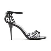 Zwarte Leren Sandalen Saint Laurent , Black , Dames