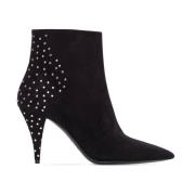 Klassieke Enkellaarzen van Zwart Leer Saint Laurent , Black , Dames