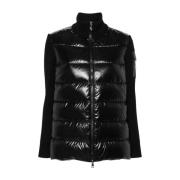 Pufferjas met gebreide panelen Moncler , Black , Dames