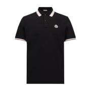 Contrast Kraag Trim Polo in Zwart Moncler , Black , Heren