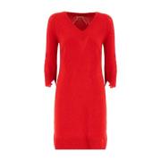 Wollen Midi Jurk met Kant Ermanno Scervino , Red , Dames