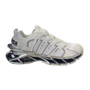 Mesh en Leren Runner Sneaker Wit Zilver Plein Sport , White , Heren