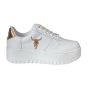 Leren Witte Sneaker Platform met Goldrose Print Windsor Smith , White ...