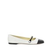 Elegante Zwarte Zilveren Ballerina Flats Jimmy Choo , White , Dames