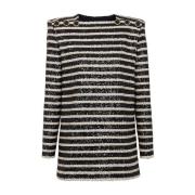 Korte Paillettenjurk Balmain , Black , Dames